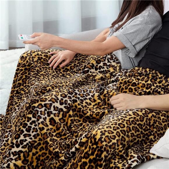 Flannel Fleece Throw Blanket for Couch Leopard Print Blanket Lightweight Fuzzy - Picture 2 of 7